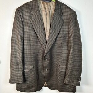 JOS. A. BANK Executive Collection Brown Houndstooth Wool Blazer Jacket 50 L